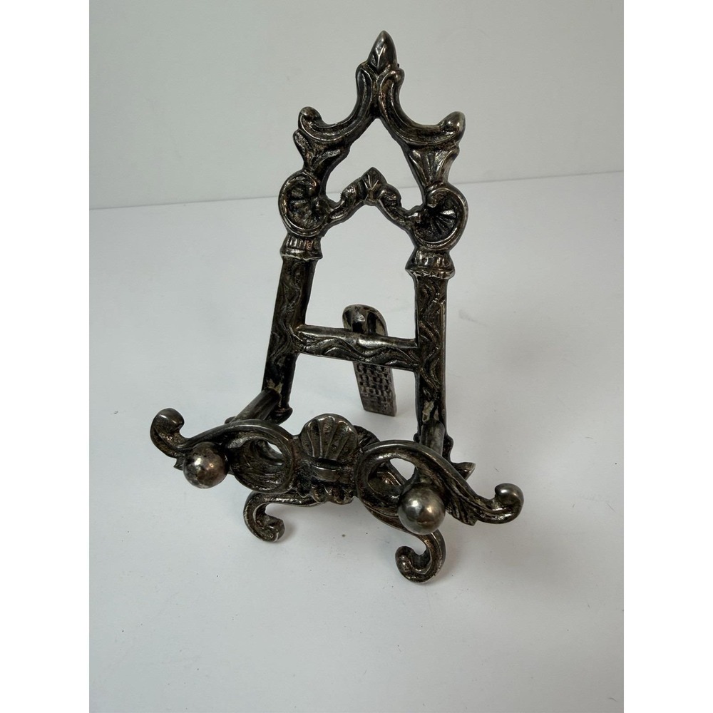 Display Easel Stand Silver Tone Home Decor Book Artwork Vintage